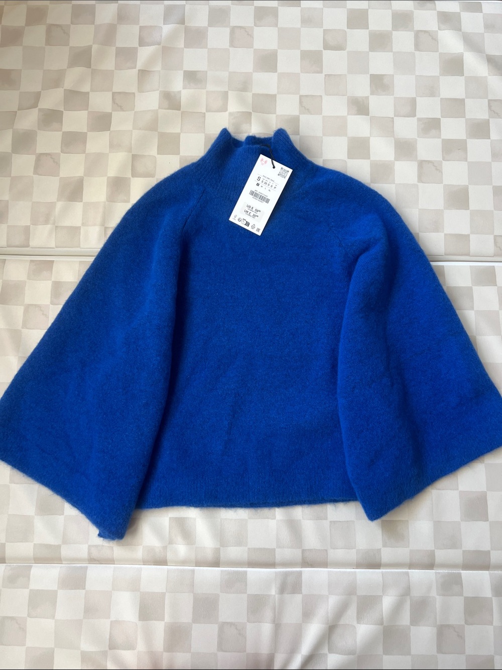 NWT! Zara Cobalt Blue Mock Neck Wide Sleeved Sweater